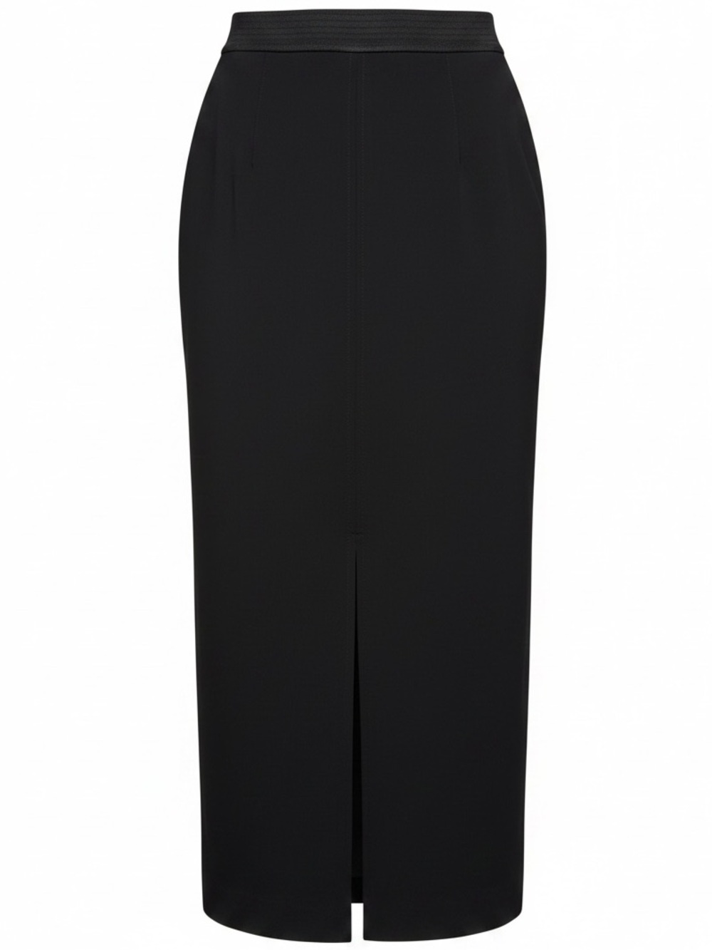 Reiss Black High-Waist Pencil Skirt with Center Slit and Pockets